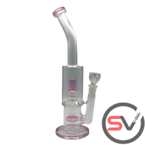 BENT NECK UFO WATER PIPE PINK 14inch
